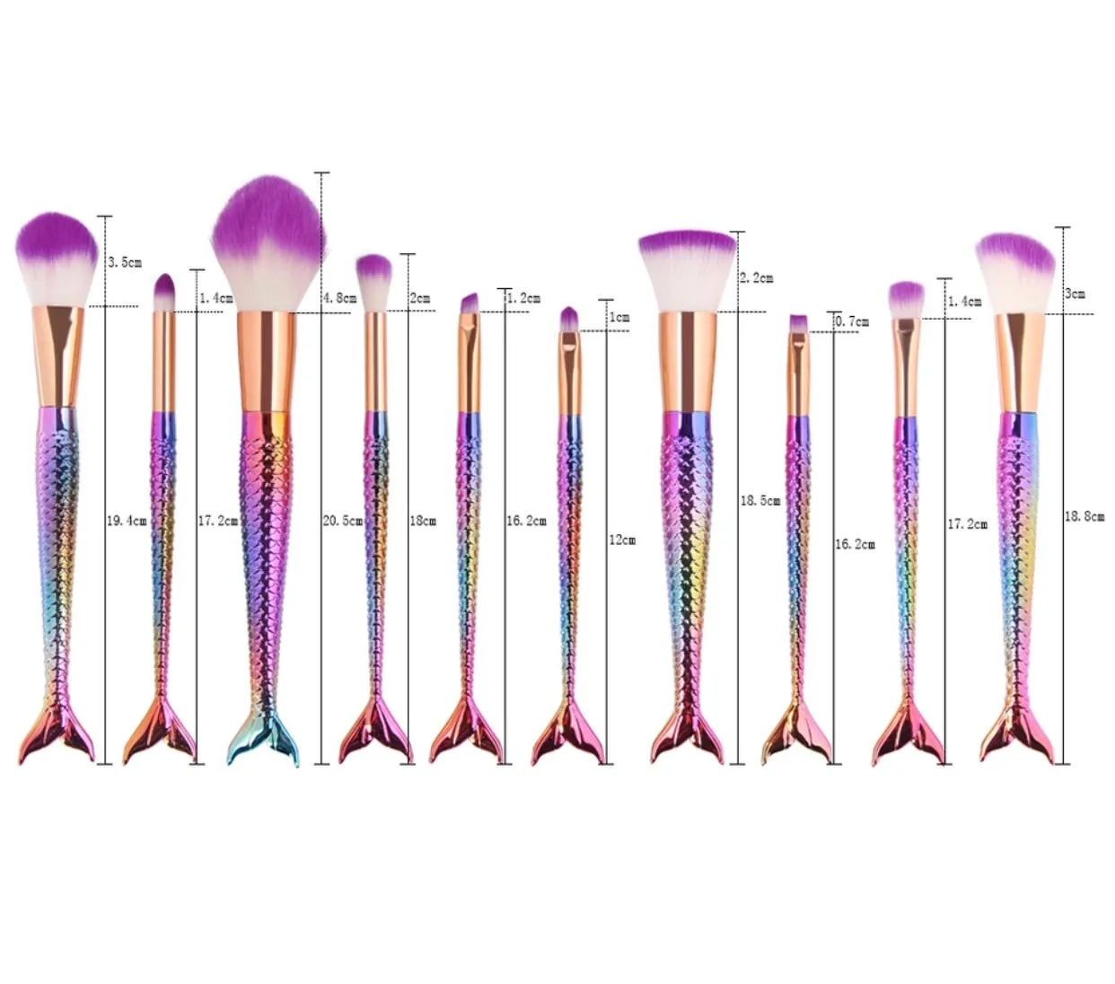 10 piece Mermaid Makeup Brush Set