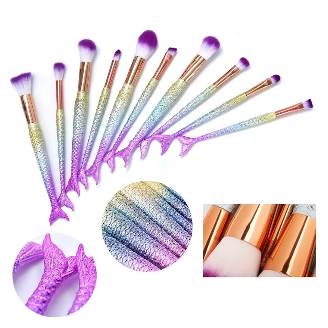 10 piece Mermaid Makeup Brush Set