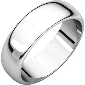 10K White 6 mm Half Round Band Size 9.5