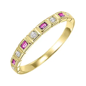 10KT Yellow Gold & Diamond Classic Book Stackable Fashion Ring  - 1/10 ctw