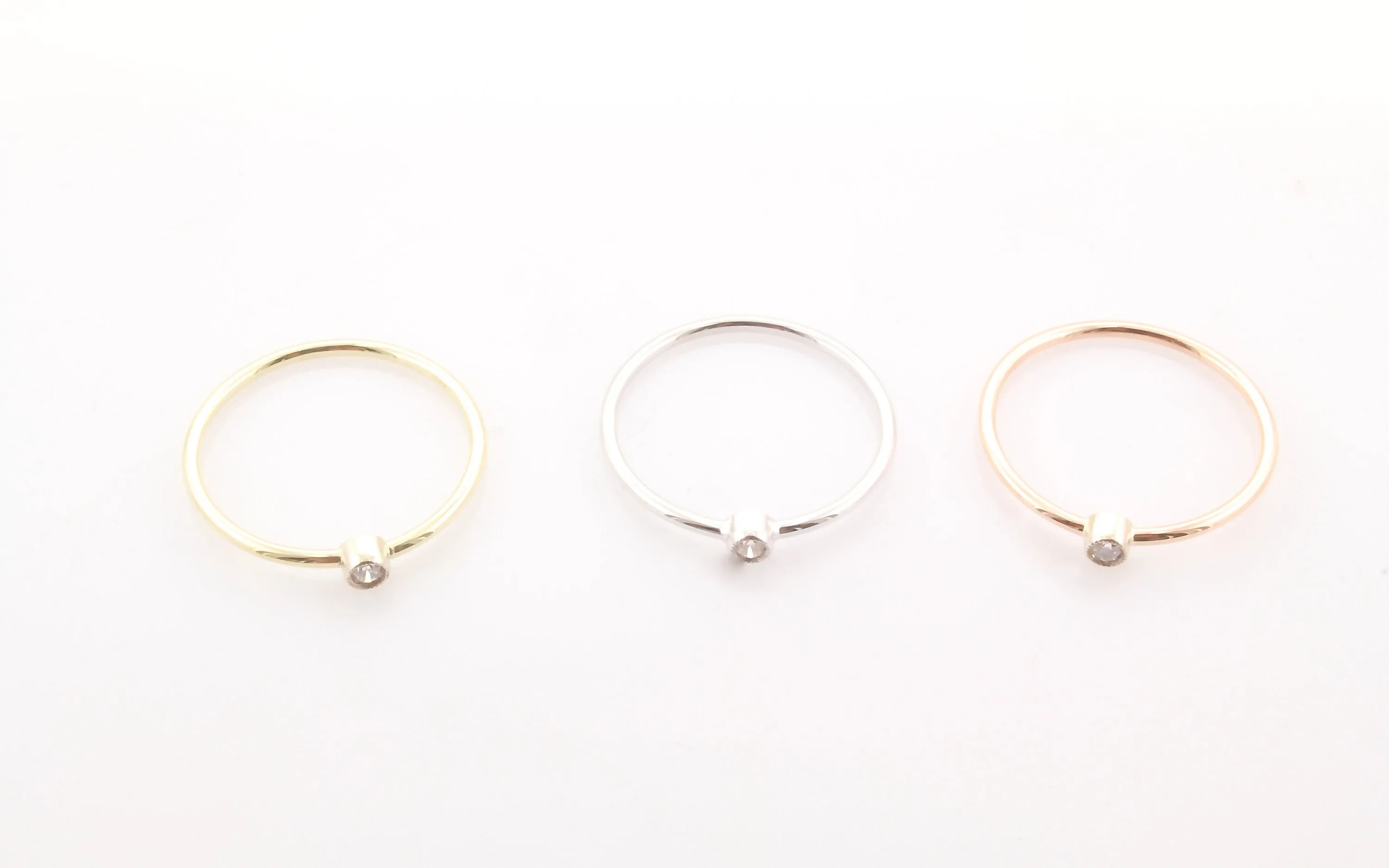 14K Gold Delicate Diamond Bezel Ring