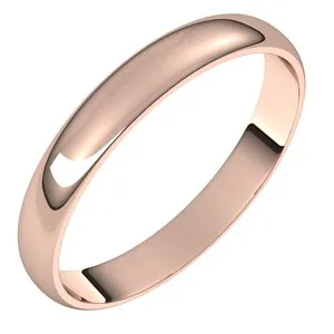 14K Rose 3 mm Half Round Ultra-Light Band Size 7