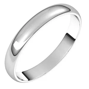 14K White 3 mm Half Round Ultra-Light Band Size 4