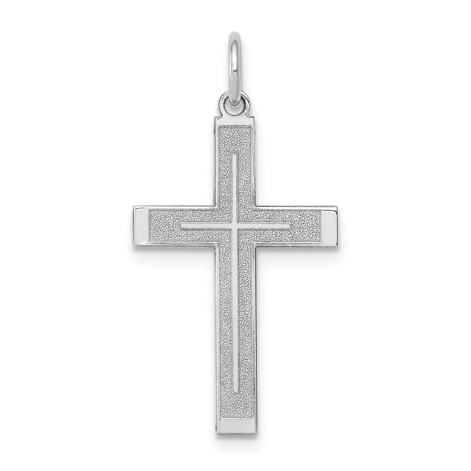 14k White Gold Laser Designed Cross Pendant