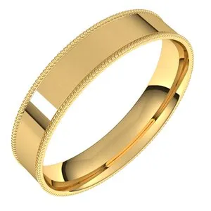 14K Yellow 4 mm Milgrain Flat Comfort Fit Band Size 6.5