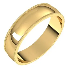 14K Yellow 5 mm Milgrain Half Round Light Band Size 9