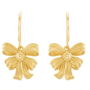 14k Yellow Gold Vintage-Style Bow Design Earrings