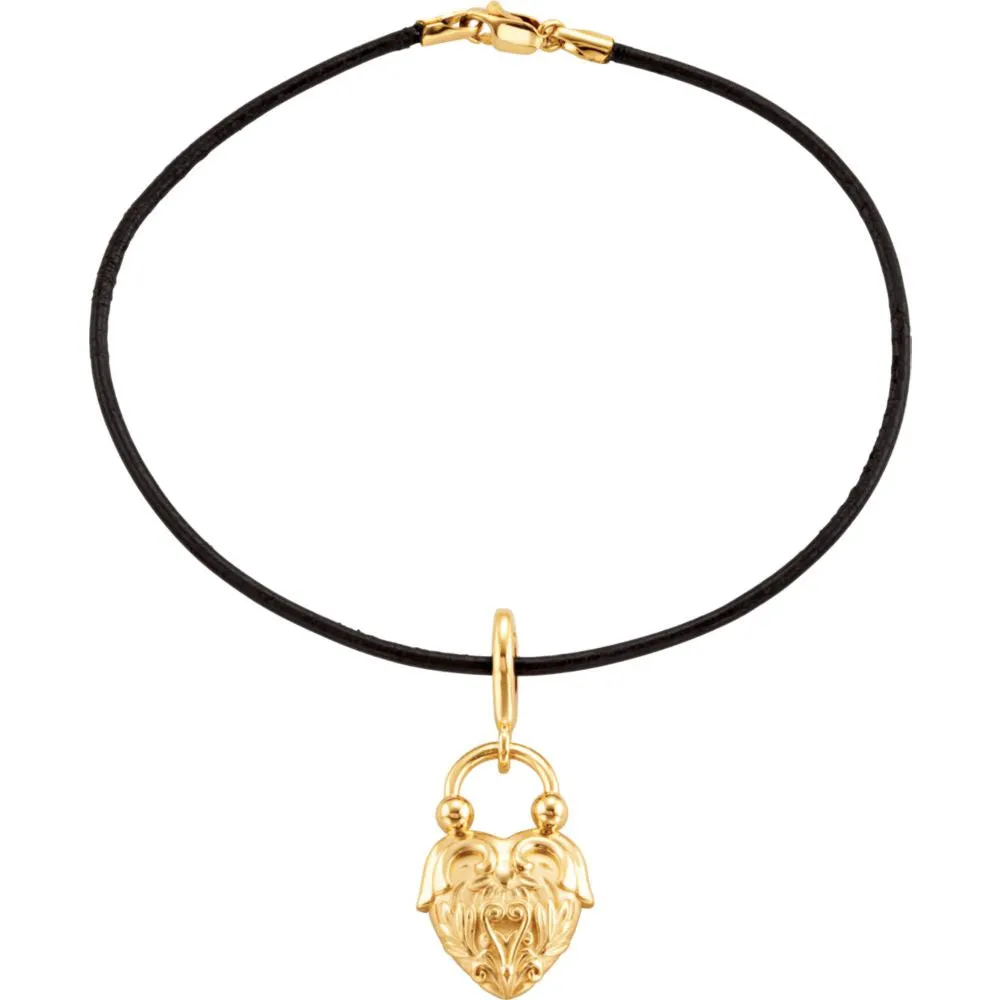 14k Yellow Gold Vintage-Style Heart Design 7" Bracelet