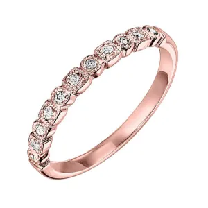 14KT Pink Gold & Diamond Classic Book Stackable Fashion Ring  - 1/10 ctw