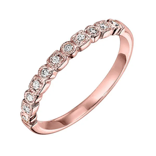 14KT Pink Gold & Diamond Classic Book Stackable Fashion Ring  - 1/10 ctw