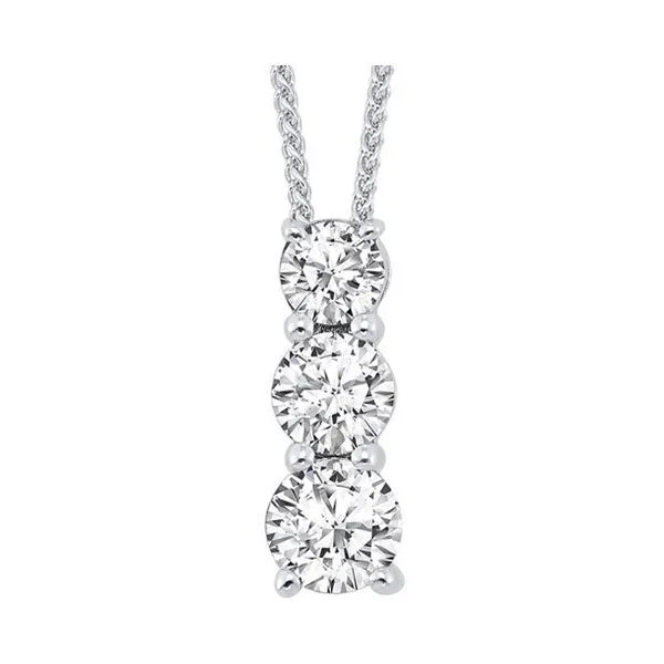 14KT White Gold & Diamond Classic Book 3 Stone Neckwear Pendant  - 1 ctw