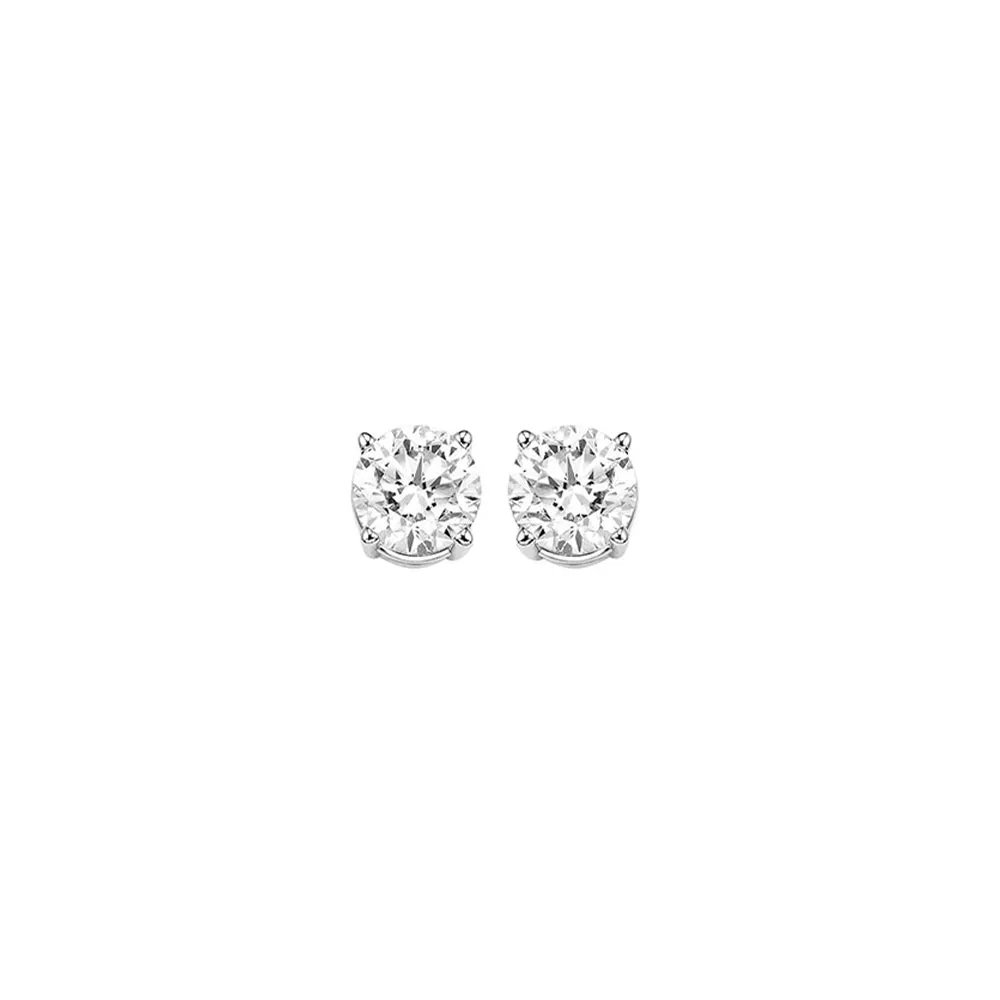 14KT White Gold & Diamond Classic Book Round Stud Earrings  - 1/3 ctw
