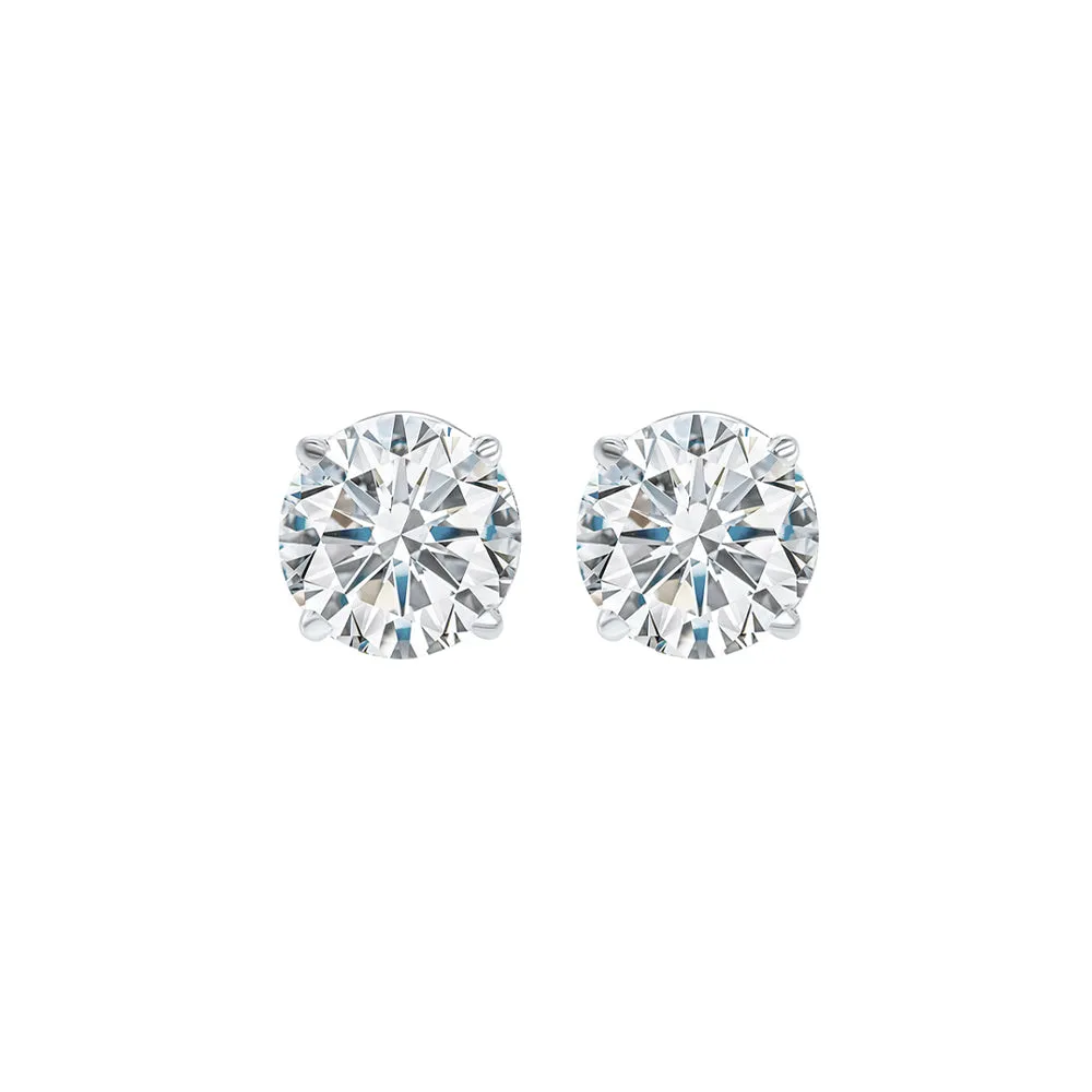 14KT White Gold & Diamond Classic Book Round Stud Earrings  - 5/8 ctw