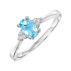 14KT White Gold & Diamond Gemstone Ring