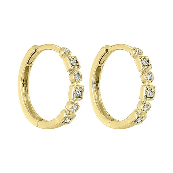 14KT Yellow Gold & Diamond Classic Book Mixable Fashion Earrings   - 1/8 ctw