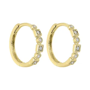 14KT Yellow Gold & Diamond Classic Book Mixable Fashion Earrings   - 1/8 ctw