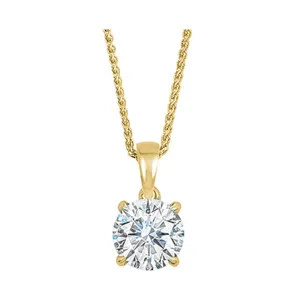 14KT Yellow Gold & Diamond Solitaire Pendant - 1     ctw