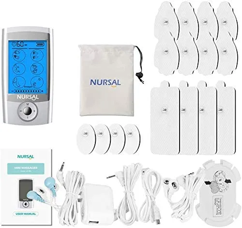 [16 Thicker Pads] NURSAL  AS1080 EMS TENS Unit Muscle Stimulator