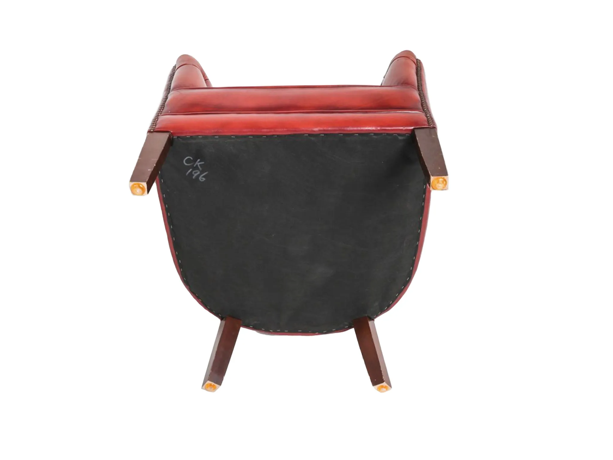 1960s Red Leather Danish Tufted Barrel Chairs - a Pair