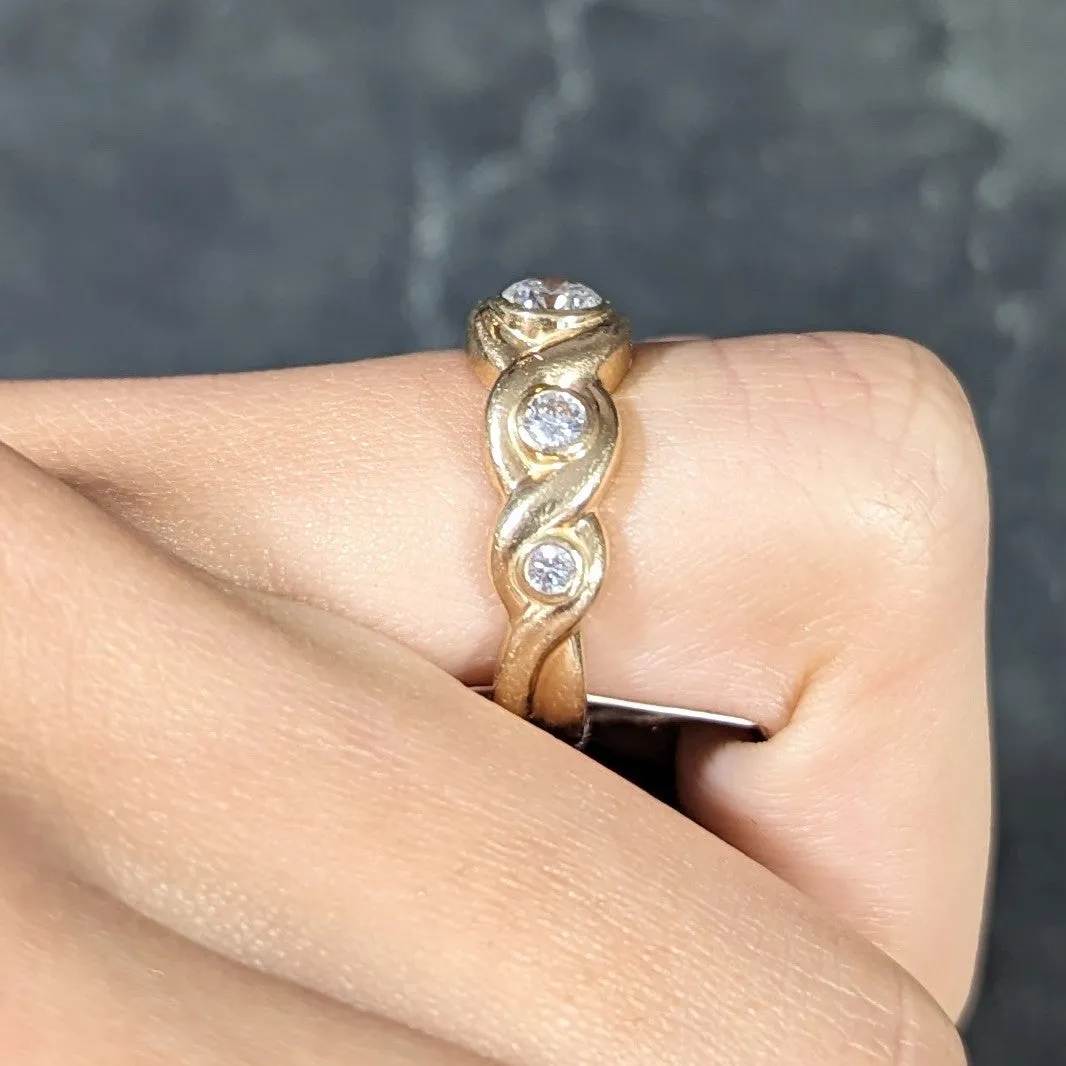 1970's 0.70 CTW 14 Karat Yellow Gold Scroll Vintage Five Stone Ring