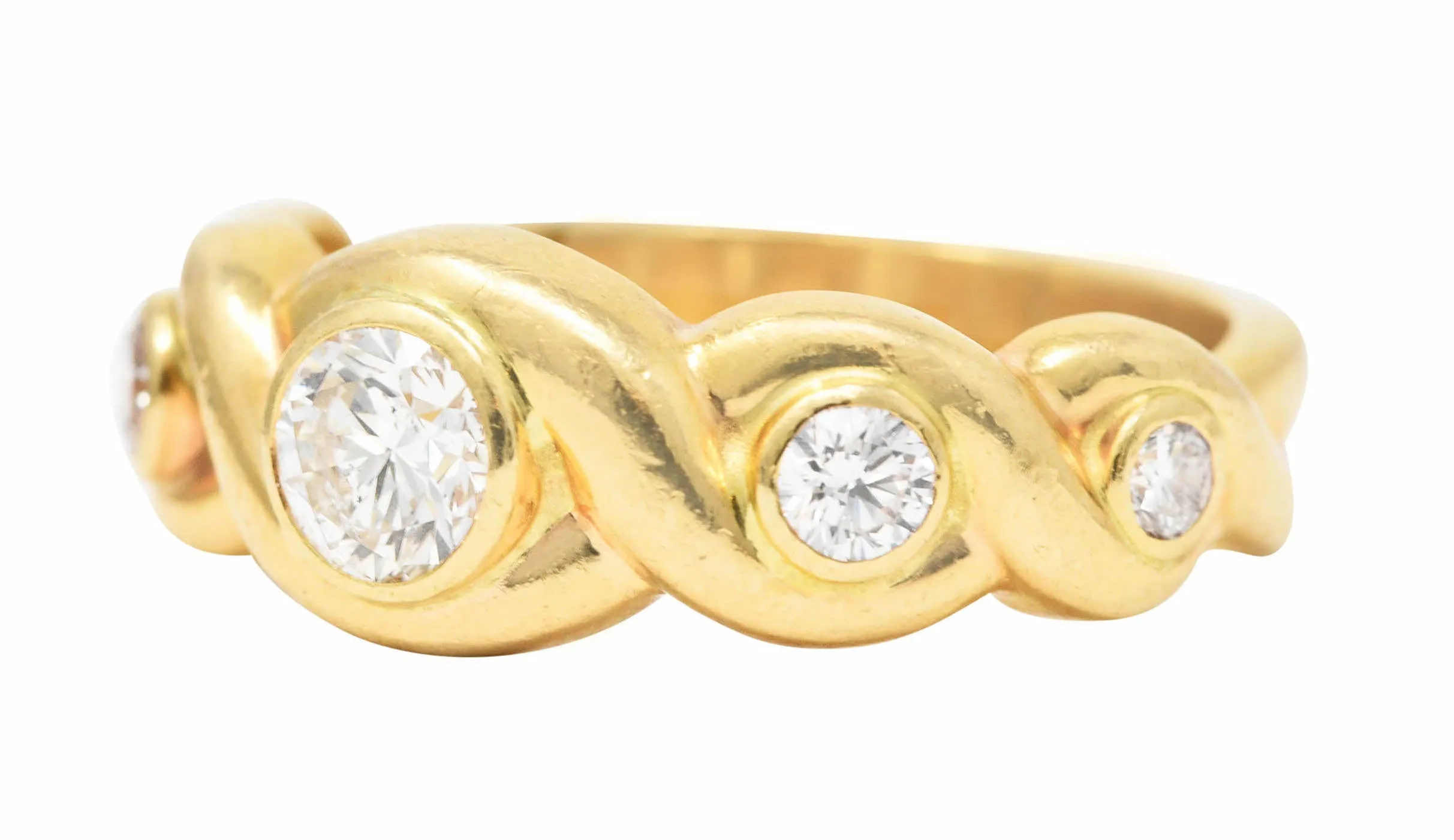 1970's 0.70 CTW 14 Karat Yellow Gold Scroll Vintage Five Stone Ring