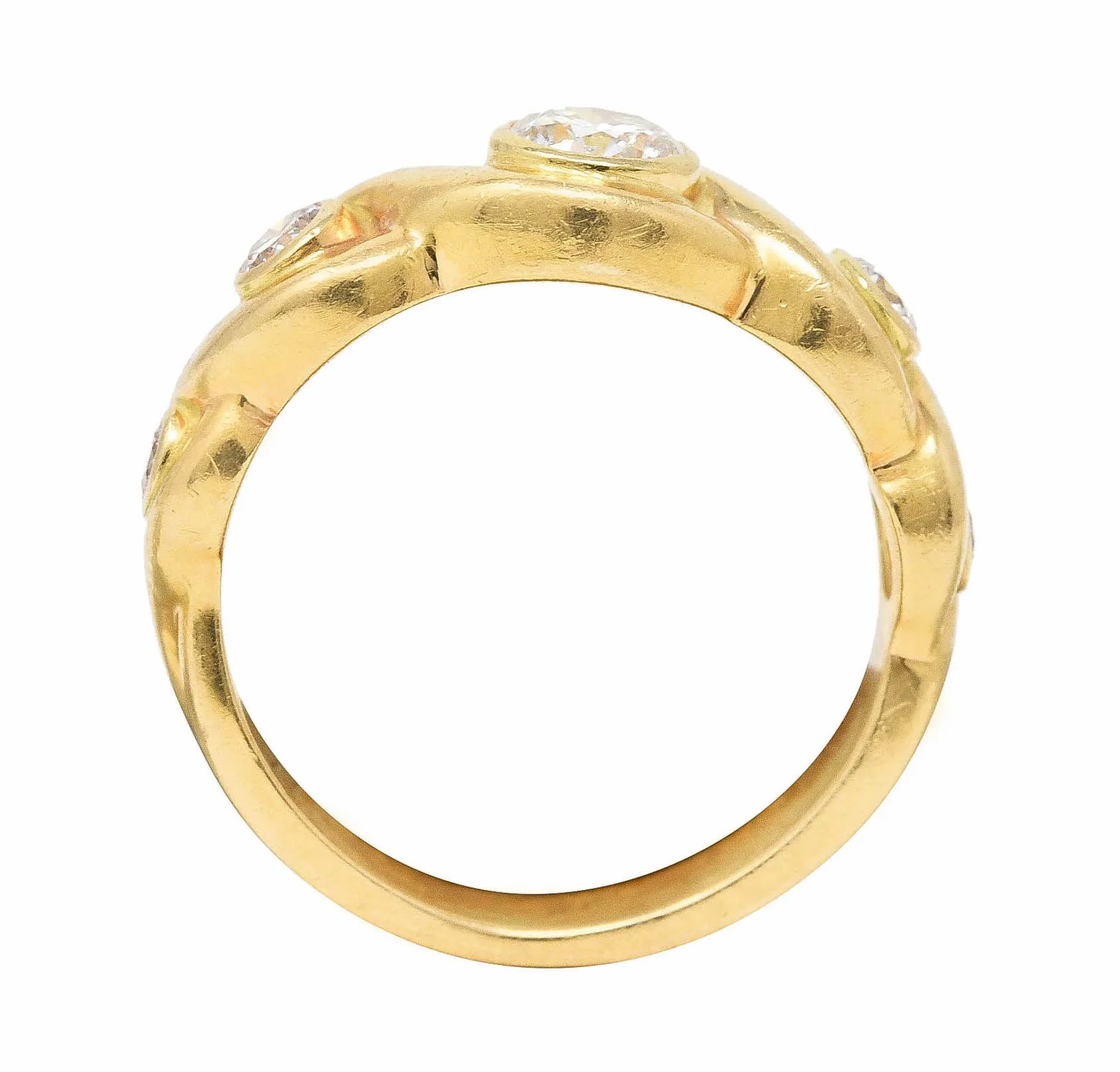 1970's 0.70 CTW 14 Karat Yellow Gold Scroll Vintage Five Stone Ring