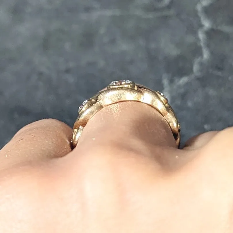1970's 0.70 CTW 14 Karat Yellow Gold Scroll Vintage Five Stone Ring
