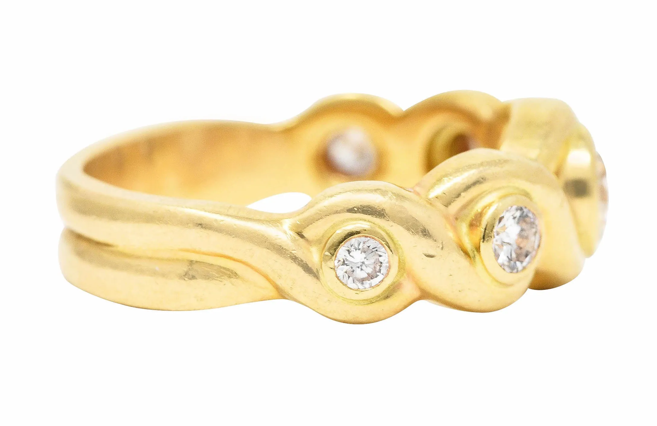 1970's 0.70 CTW 14 Karat Yellow Gold Scroll Vintage Five Stone Ring
