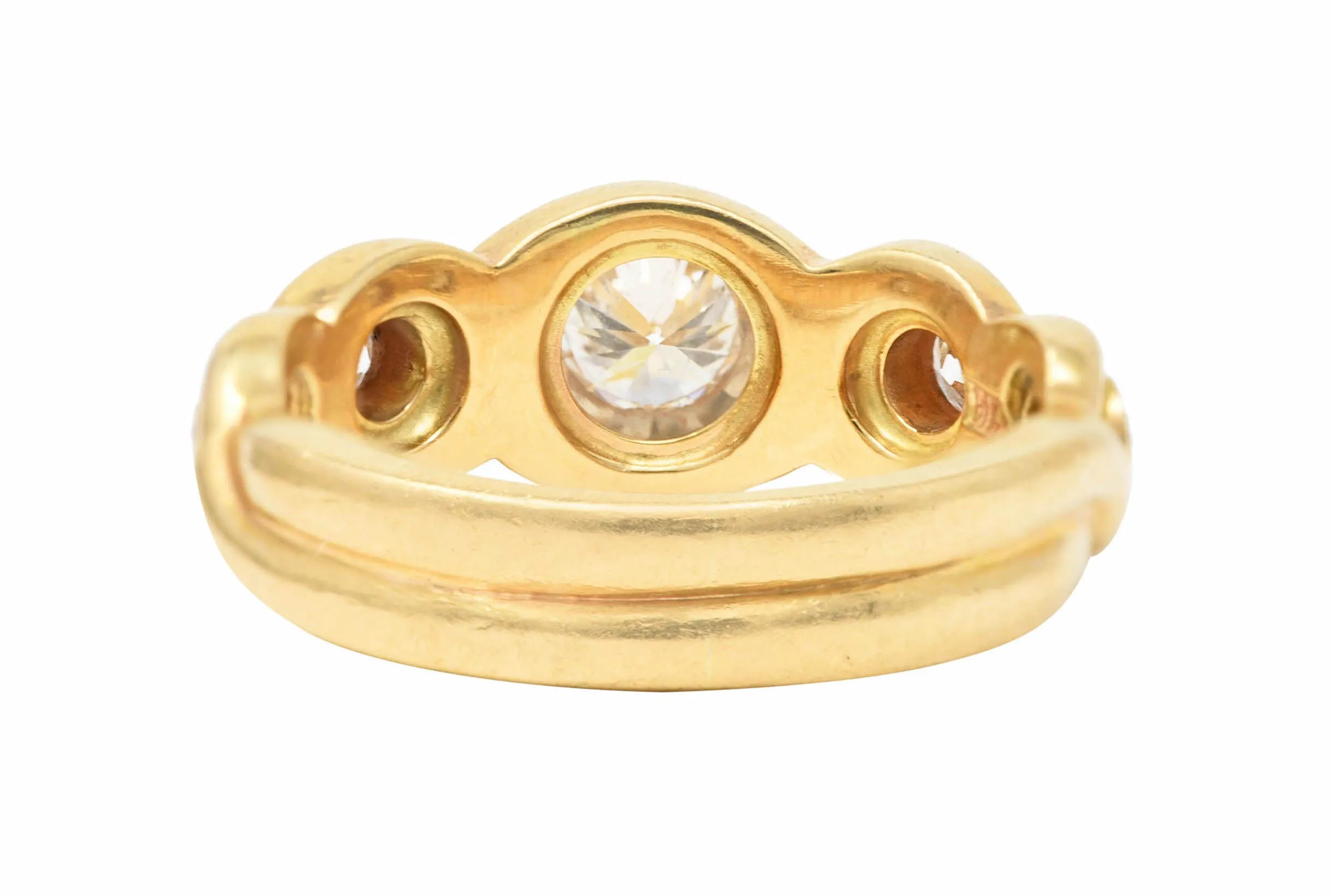1970's 0.70 CTW 14 Karat Yellow Gold Scroll Vintage Five Stone Ring
