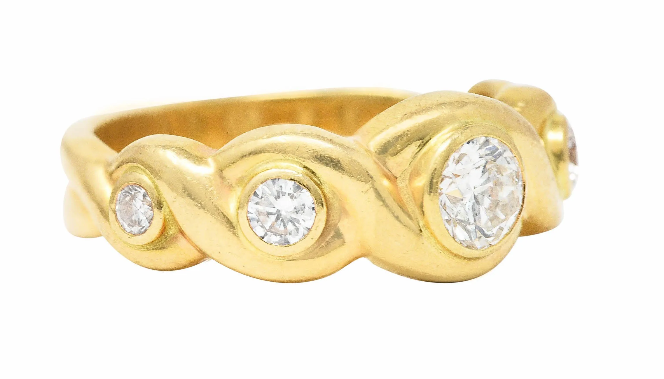 1970's 0.70 CTW 14 Karat Yellow Gold Scroll Vintage Five Stone Ring