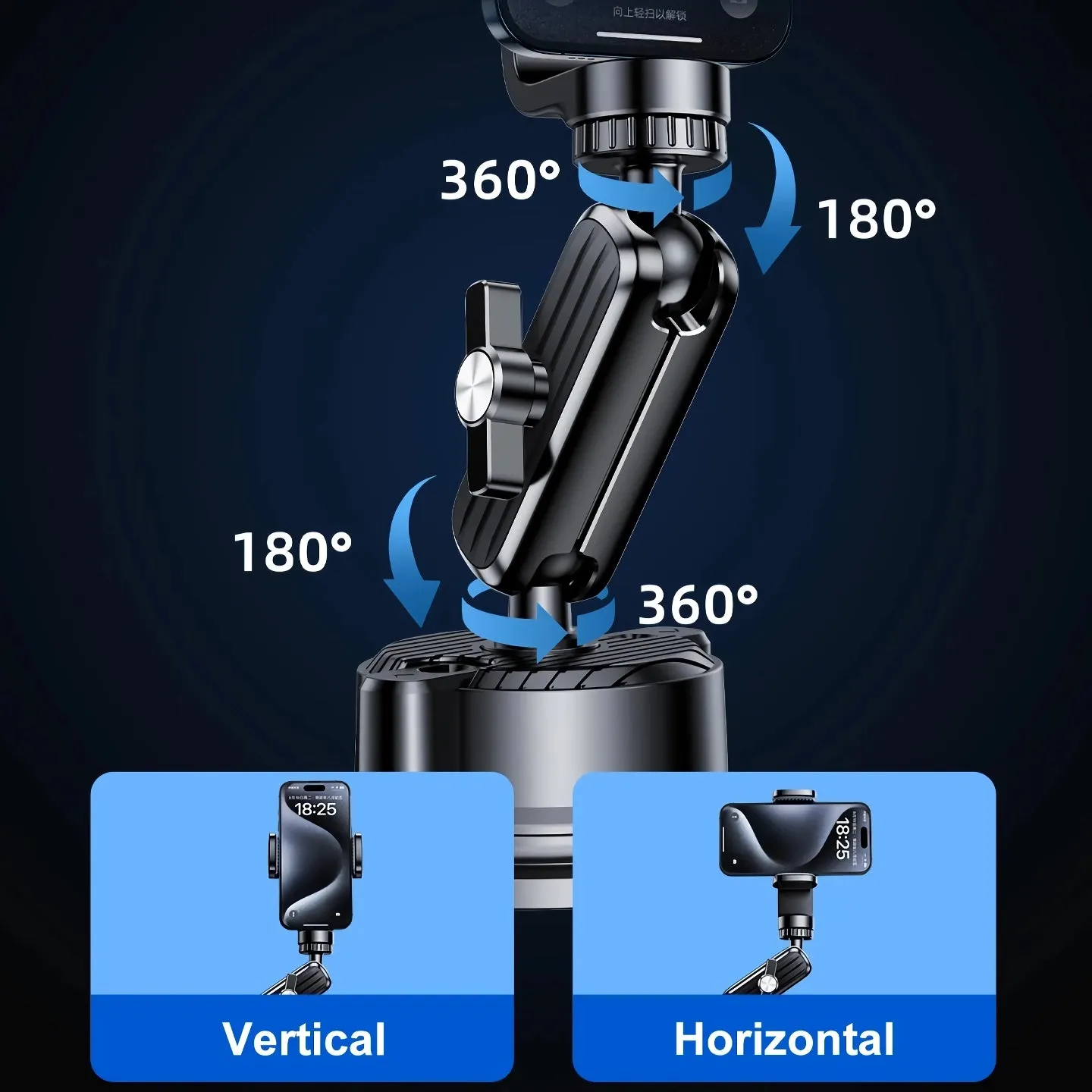2-in-1 Car Phone & Sports Camera Holder with Large Suction Cup