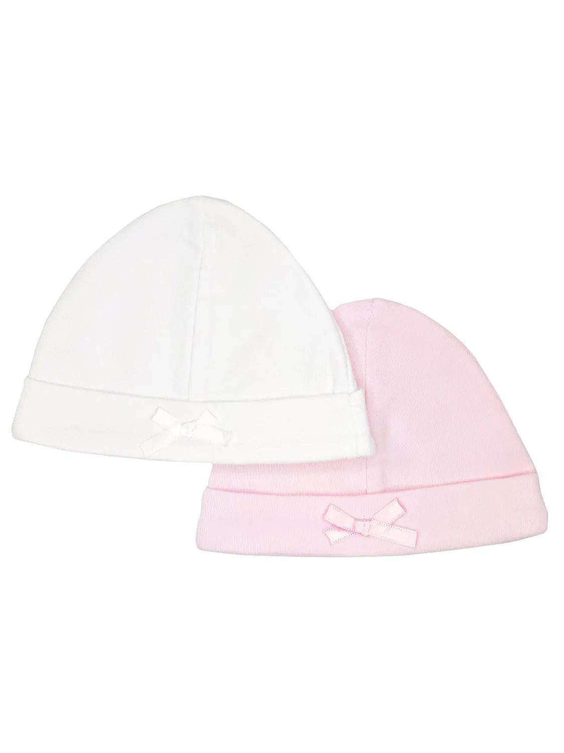 2 Pack Premature Baby Hats - White and Pink
