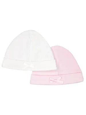 2 Pack Premature Baby Hats - White and Pink