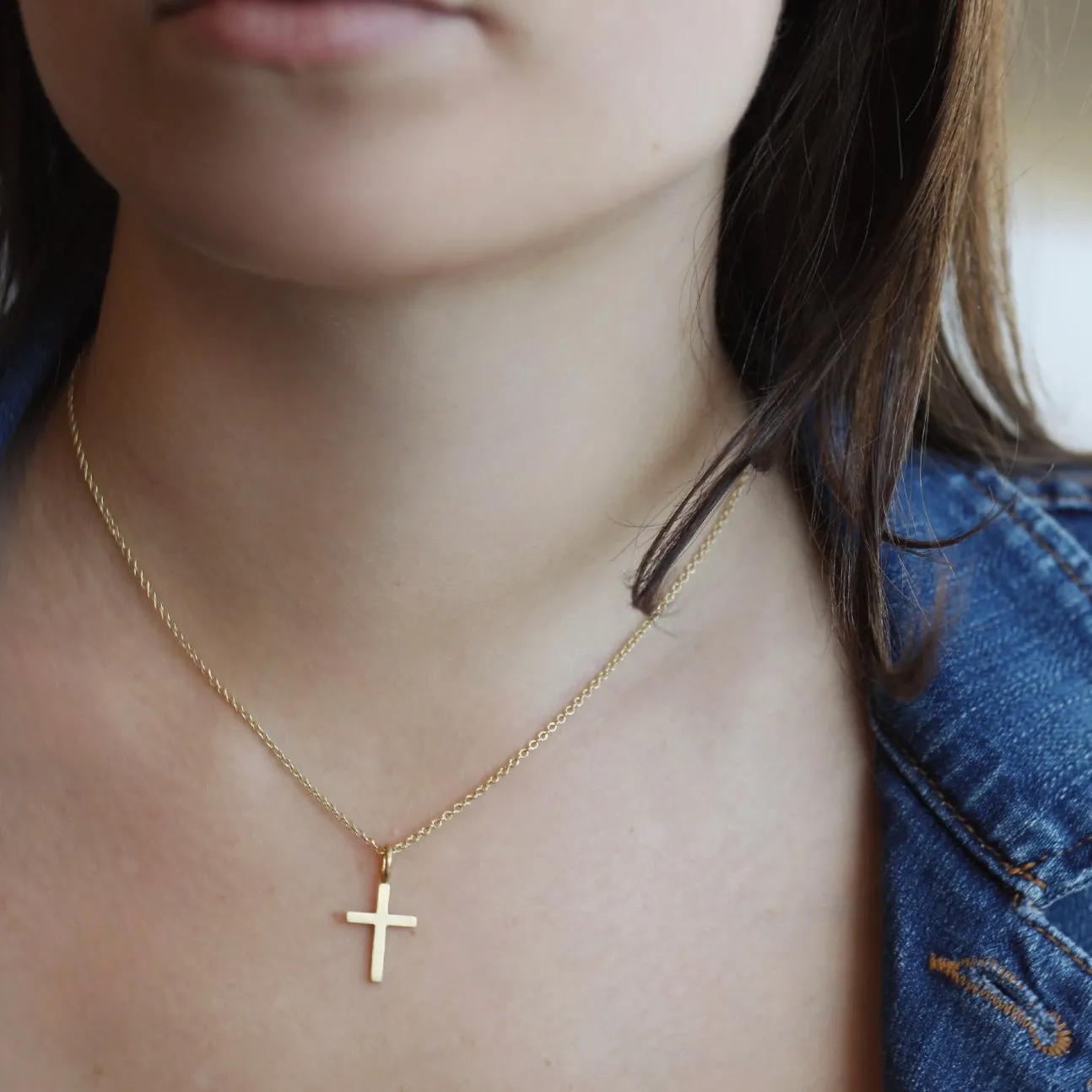 20K Gold Delicate Cross Pendant