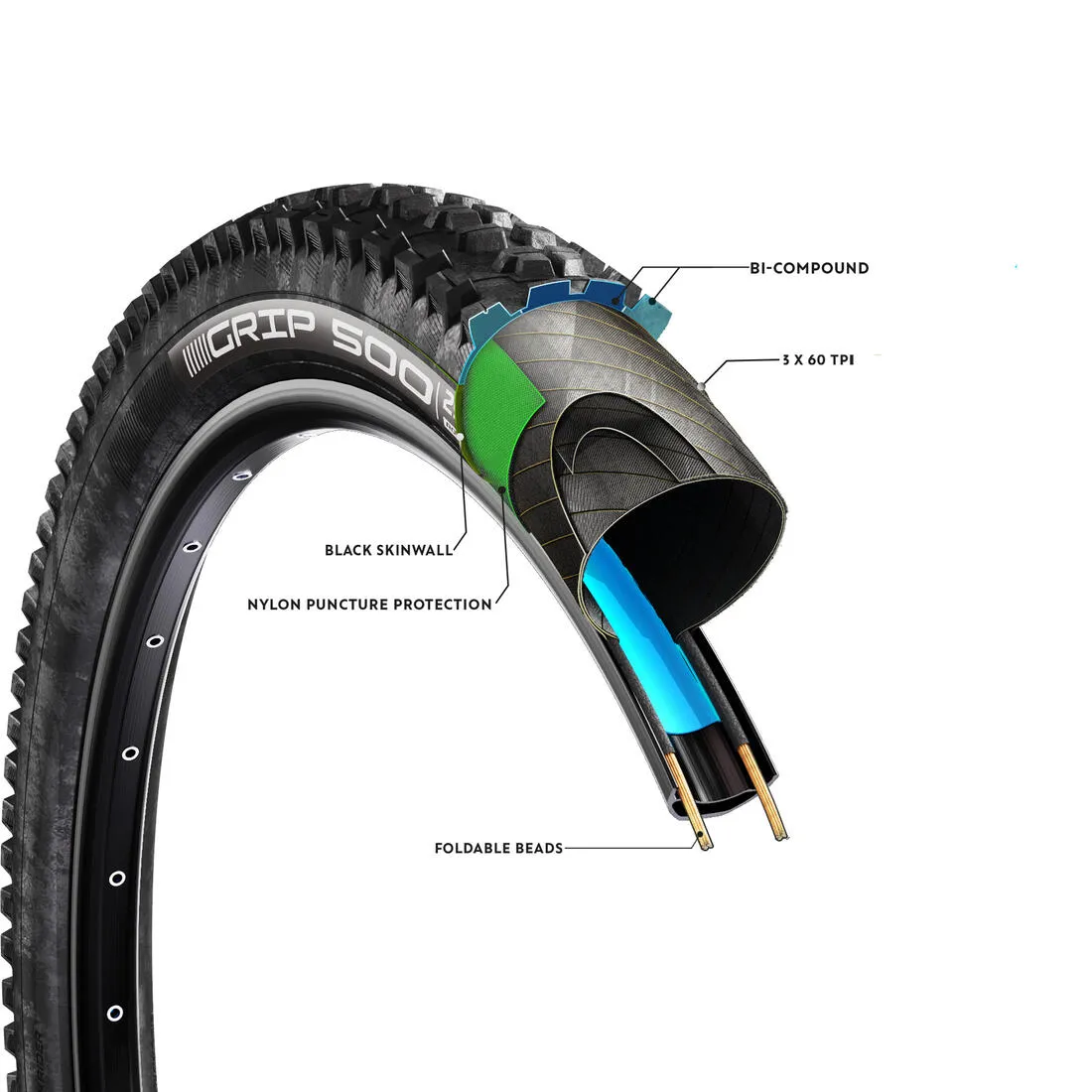 29" x 2.4 Mountain Bike Tyre Grip 500