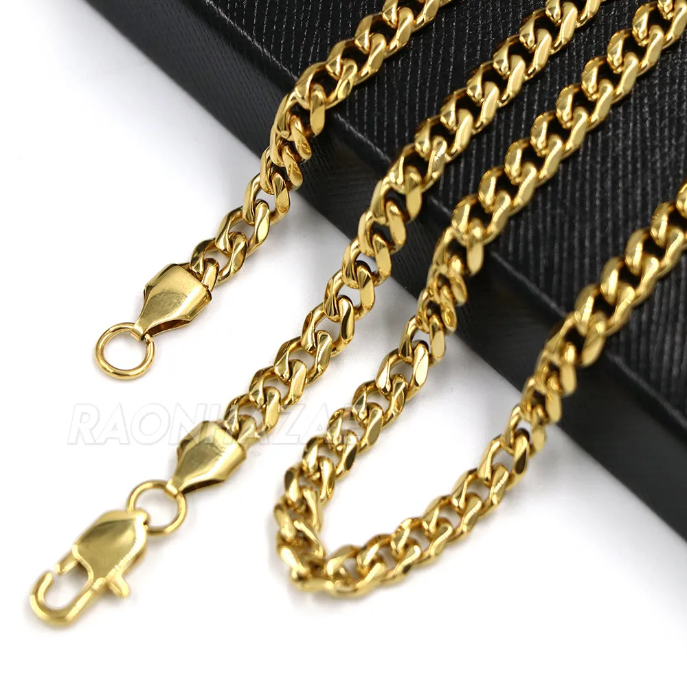 316L Stainless Blinged Out Number 23 Charm Pendant w/ 4mm Miami Cuban Chain