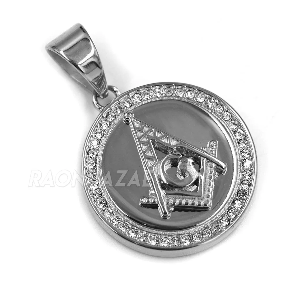 316L Stainless Freemason Grand Master Compass Pendant w/ 4mm Miami Cuba Chain