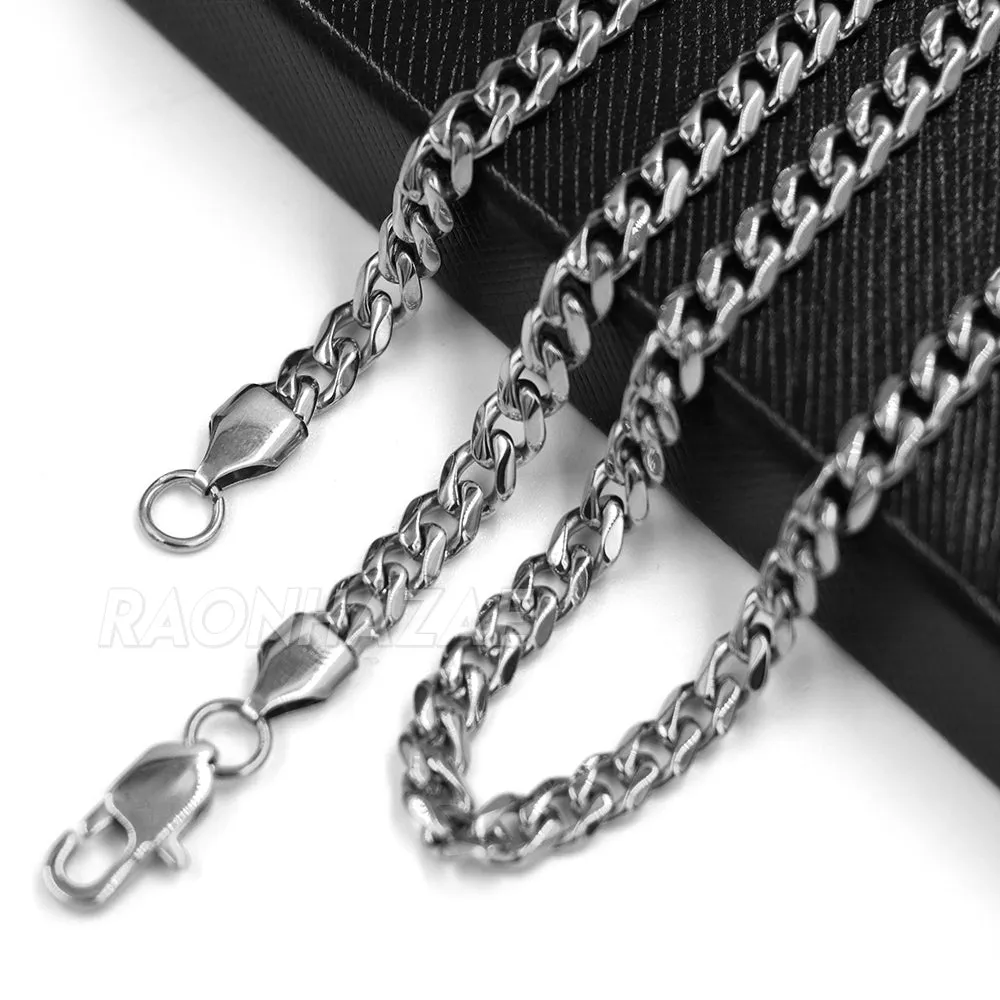 316L Stainless Freemason Grand Master Compass Pendant w/ 4mm Miami Cuba Chain
