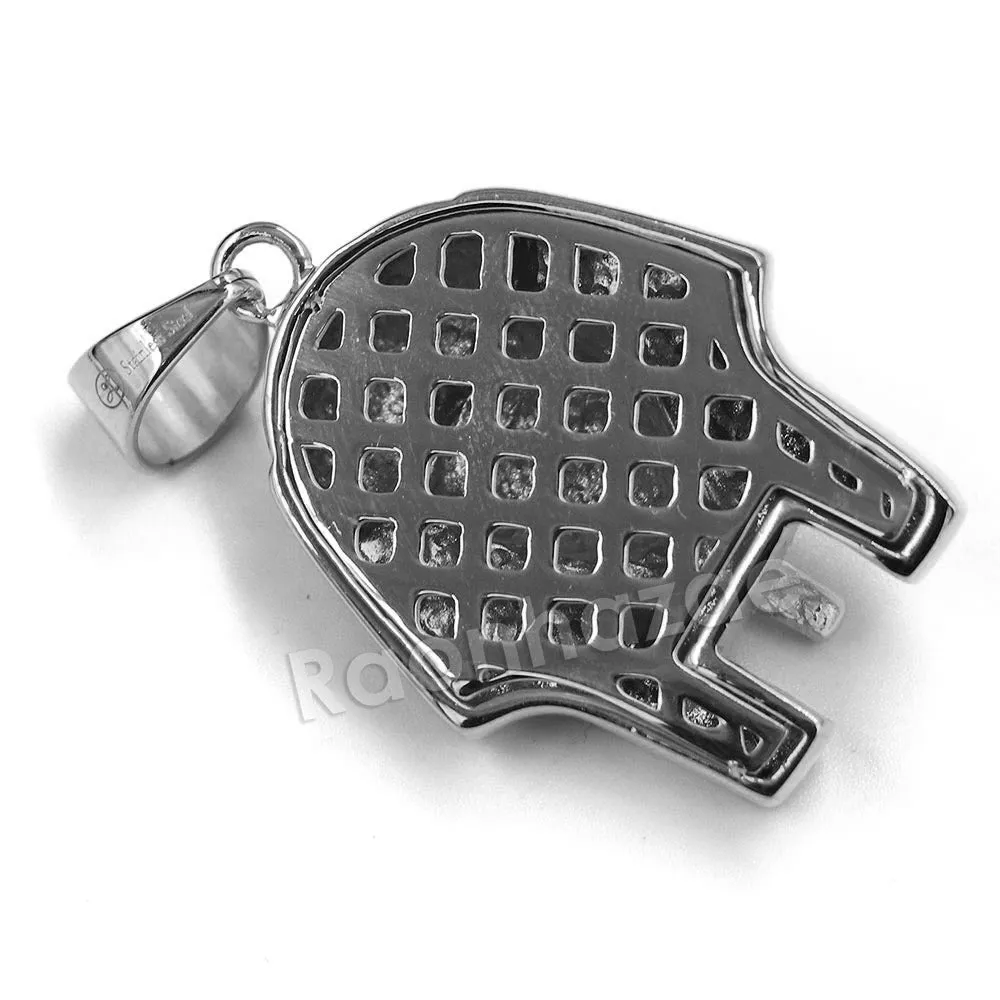 316L Stainless Steel King TUT Symbol Bliged Out Pendant w/ 4mm Miami Cuba Chain