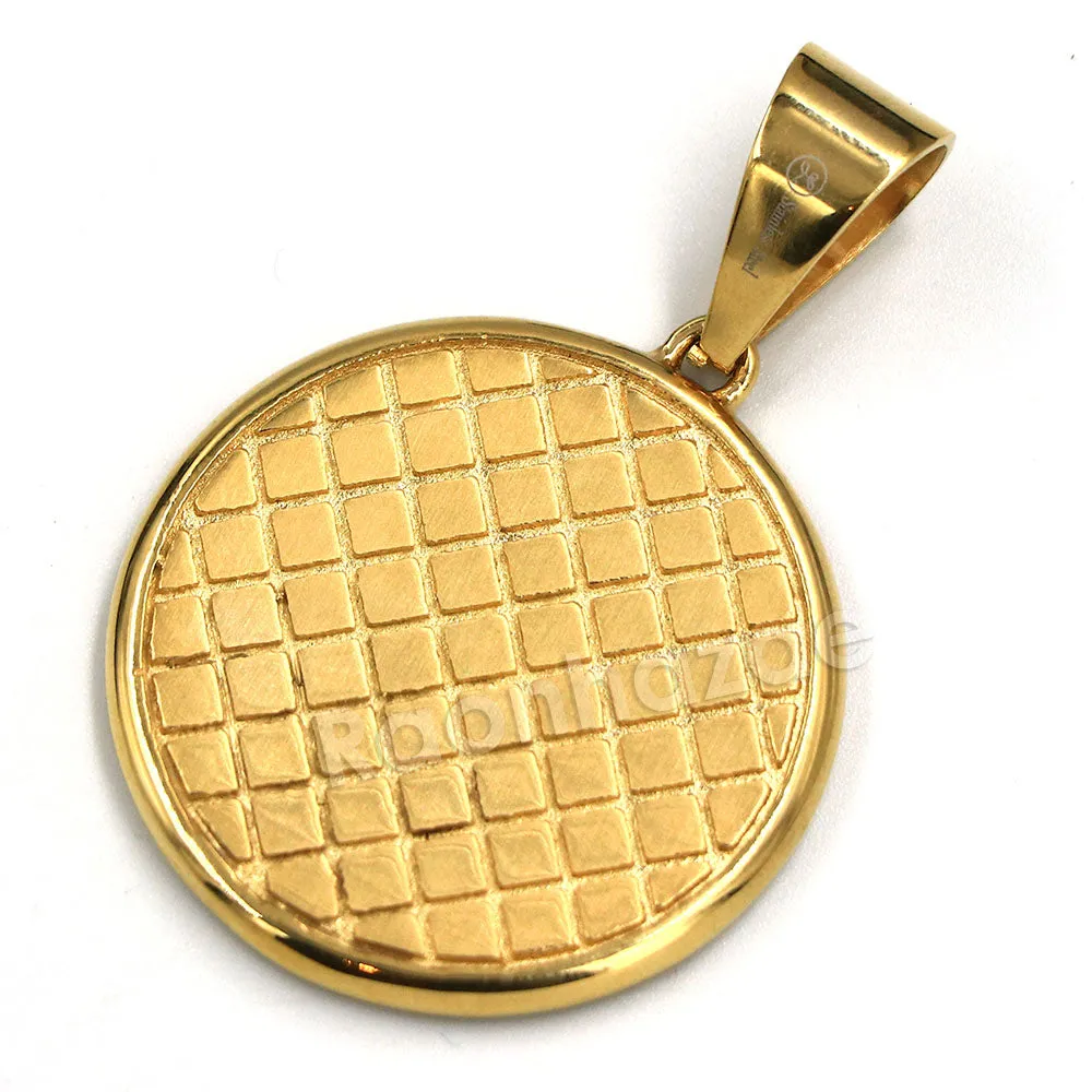 316L Stainless Steel Medallion Allah Blinged Out Pendant w 4mm Miami Cuban Chain