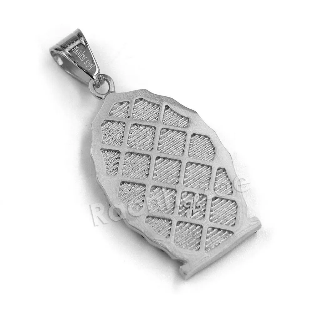 316L Stainless Virgin of Guadalupe Blinged Out Out Pendant w/ 4m Cuban Chain