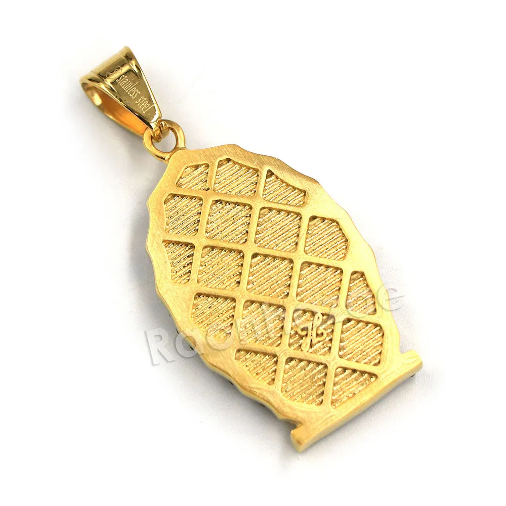 316L Stainless Virgin of Guadalupe Blinged Out Out Pendant w/ 4m Cuban Chain