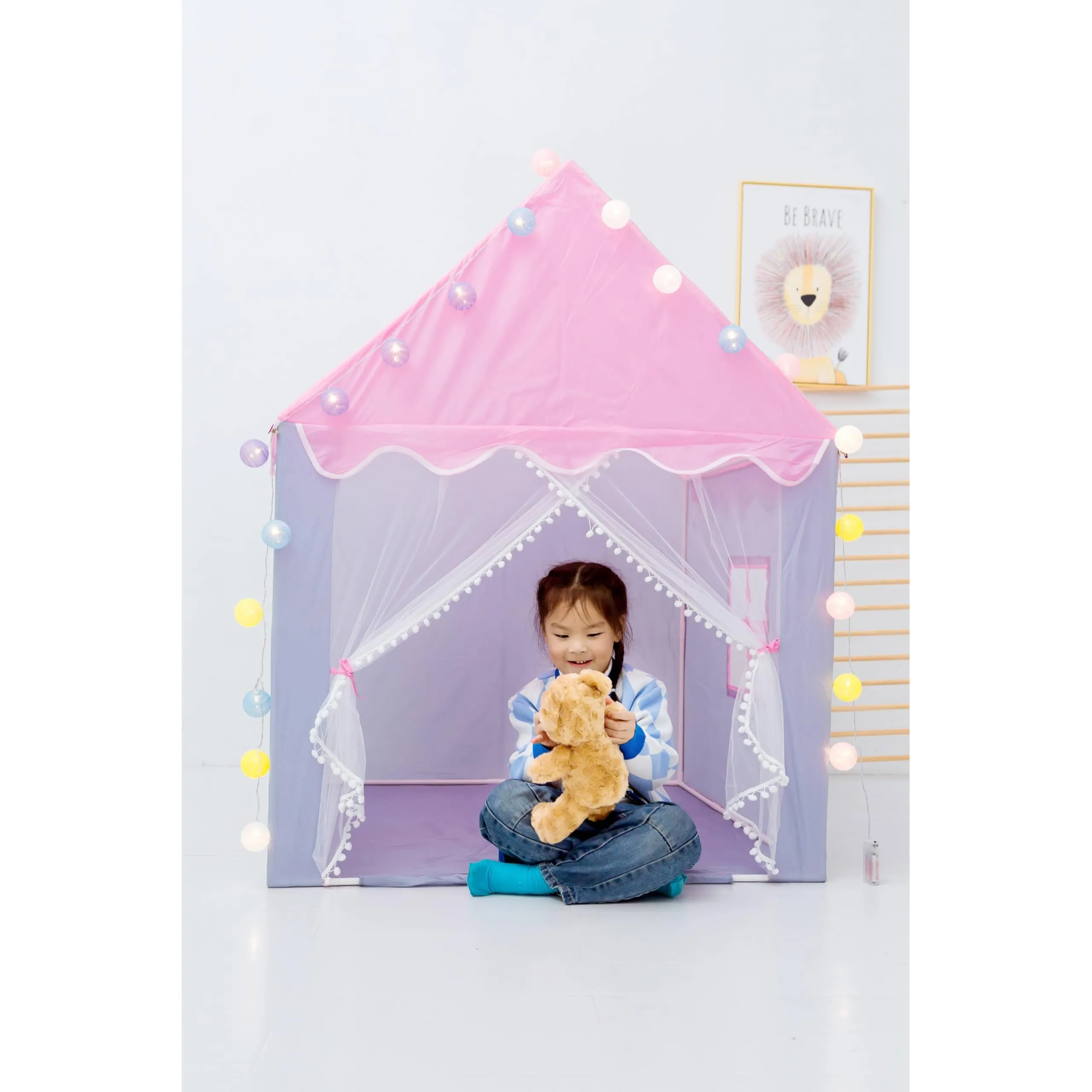 50 in. L X 38 W 54 H Pink Princess Castle Large Play House (3pc)