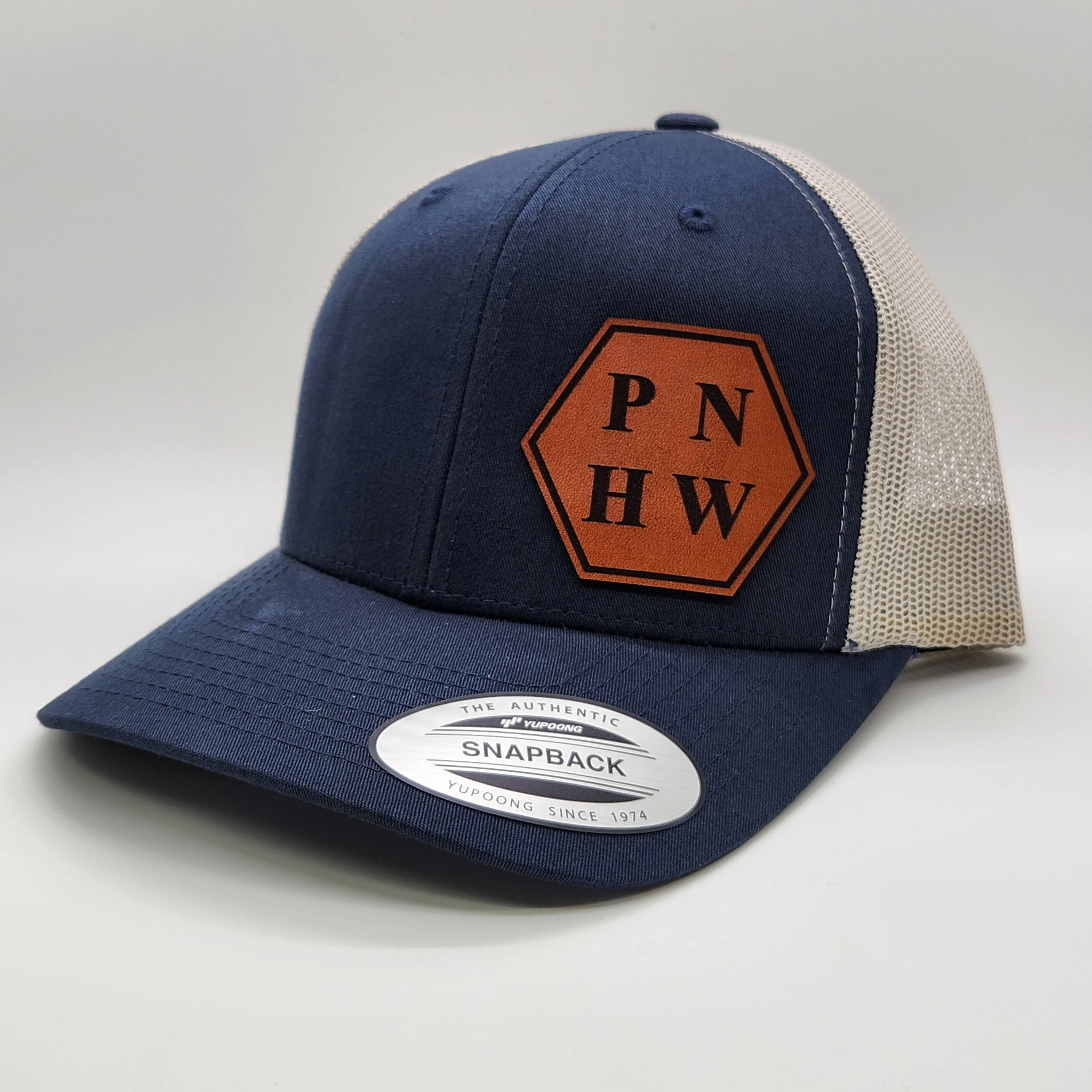 6 Count Genuine Top Grain Leather Patch Hats, Custom Engraved