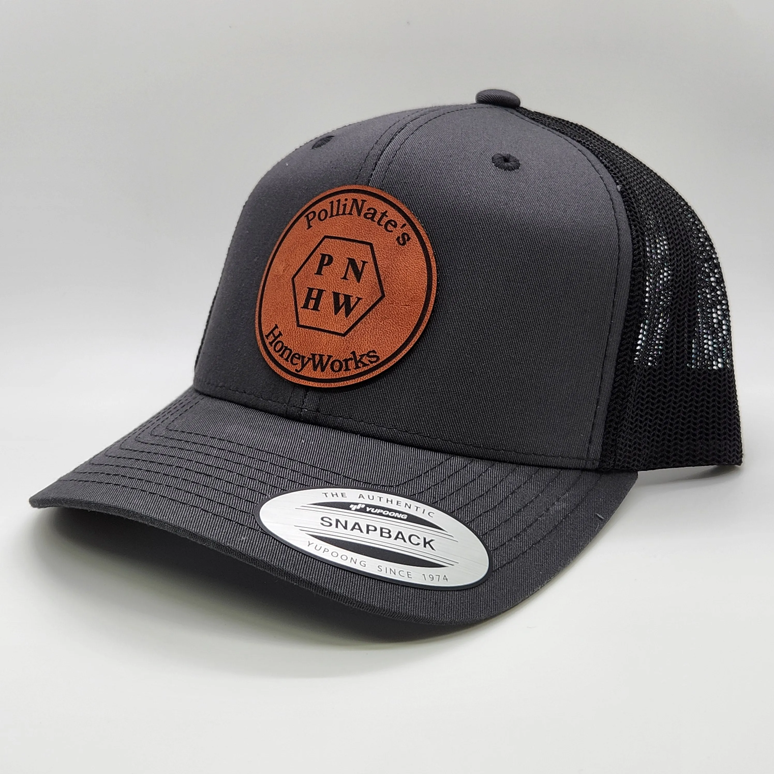 6 Count Genuine Top Grain Leather Patch Hats, Custom Engraved