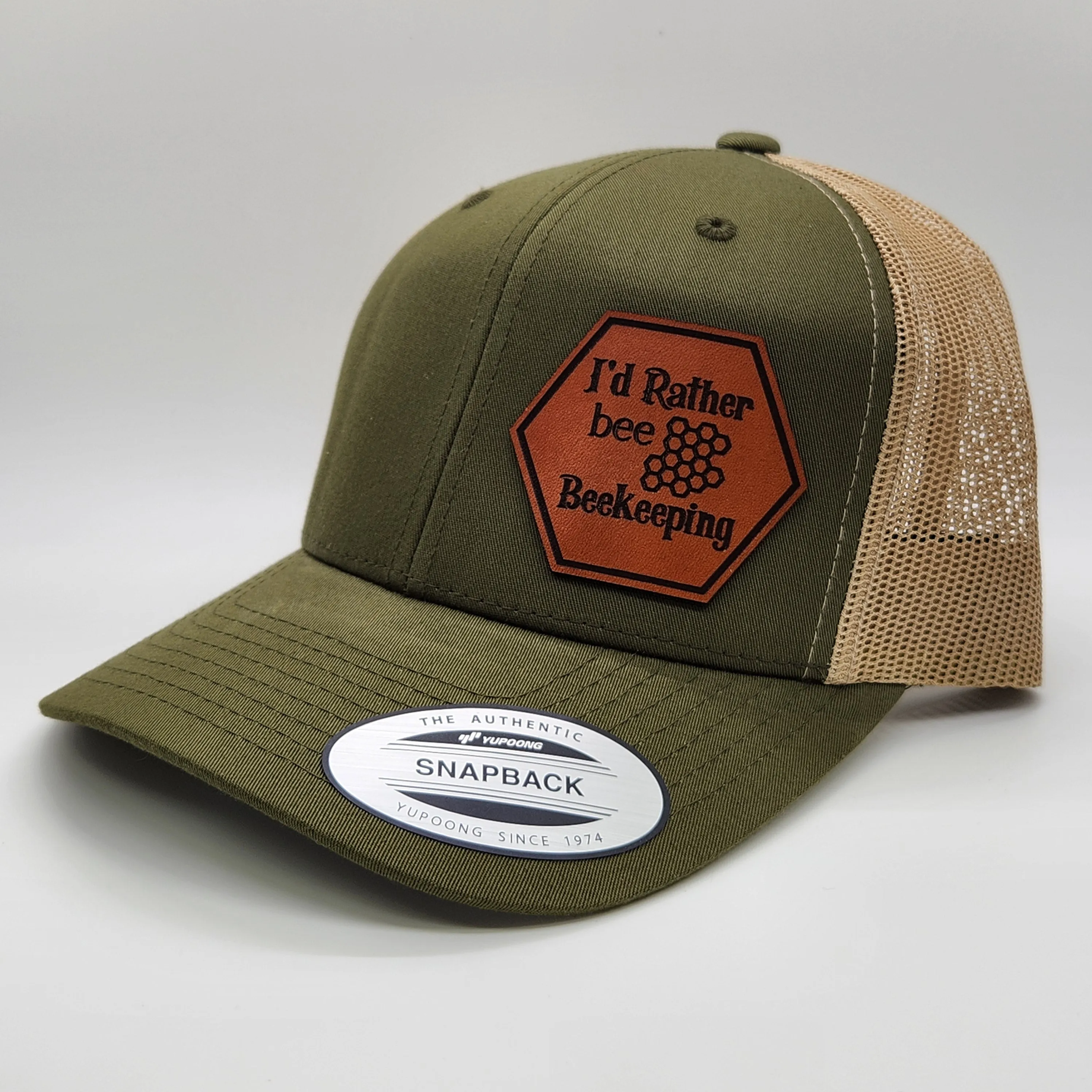 6 Count Genuine Top Grain Leather Patch Hats, Custom Engraved