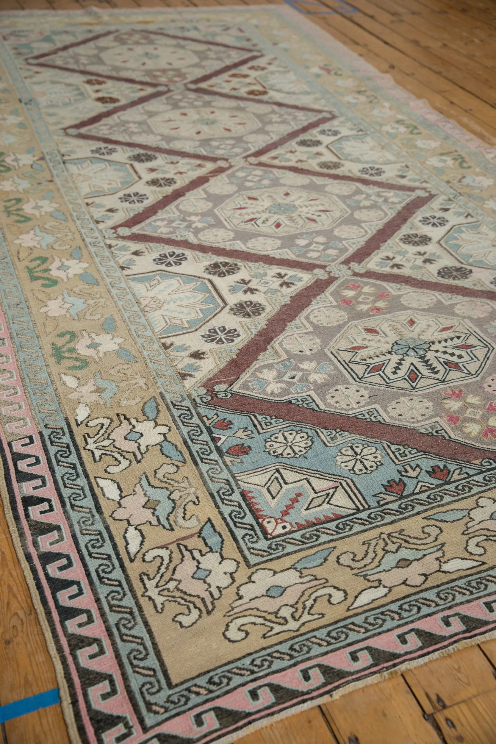 6.5x11.5 Vintage Distressed Turkish Soumac Design Carpet