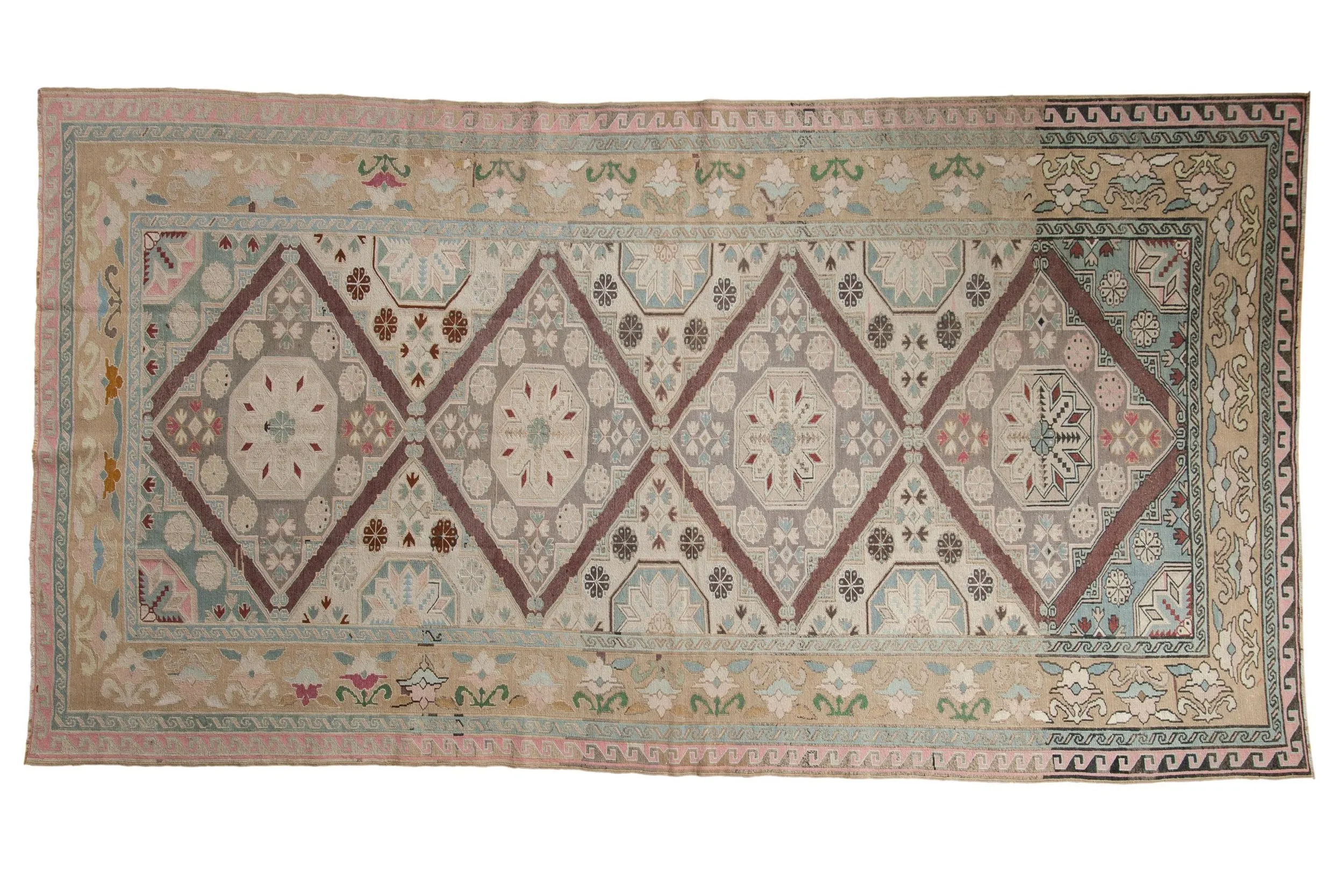 6.5x11.5 Vintage Distressed Turkish Soumac Design Carpet