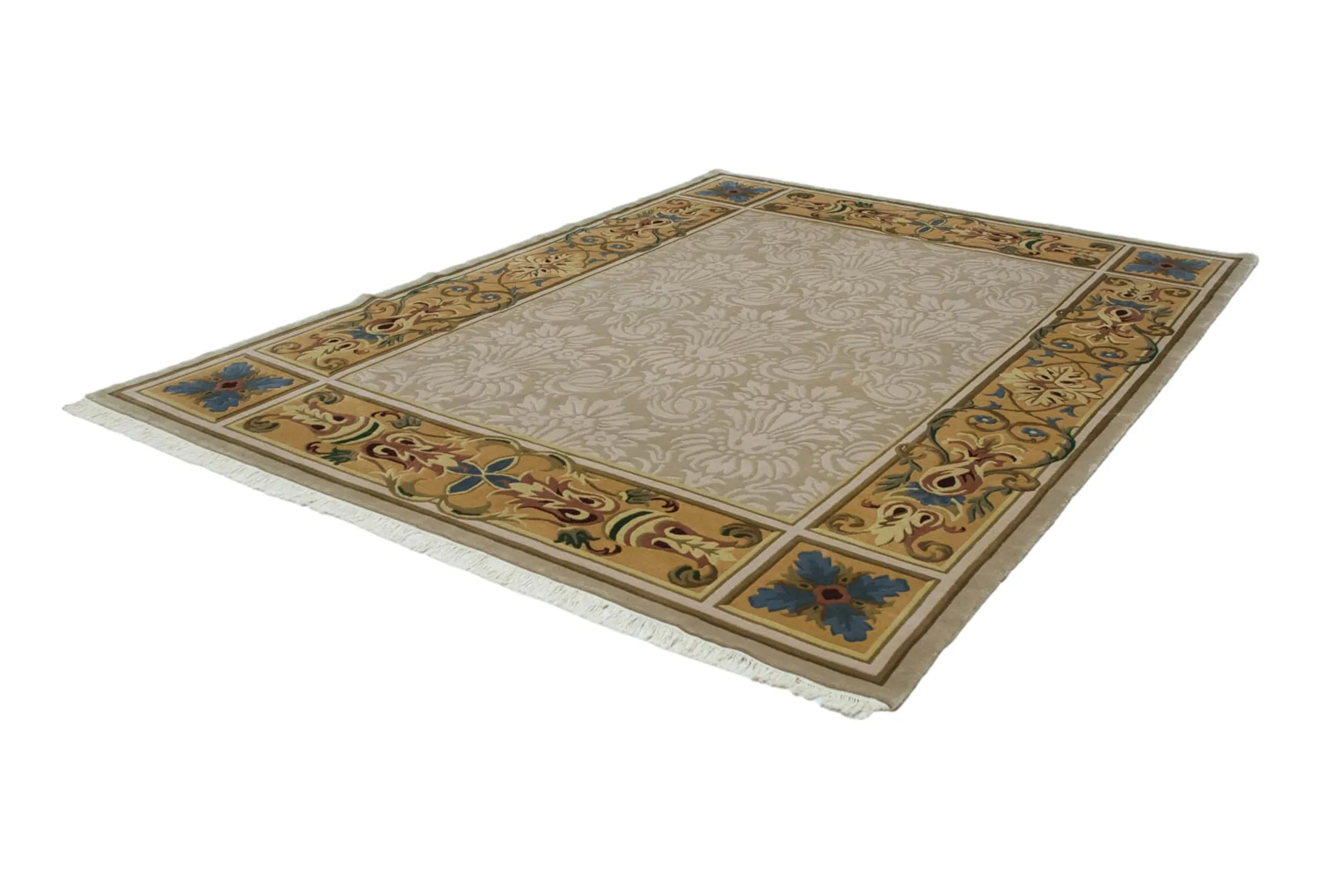 9x12 Vintage Indian Savonnerie Design Carpet