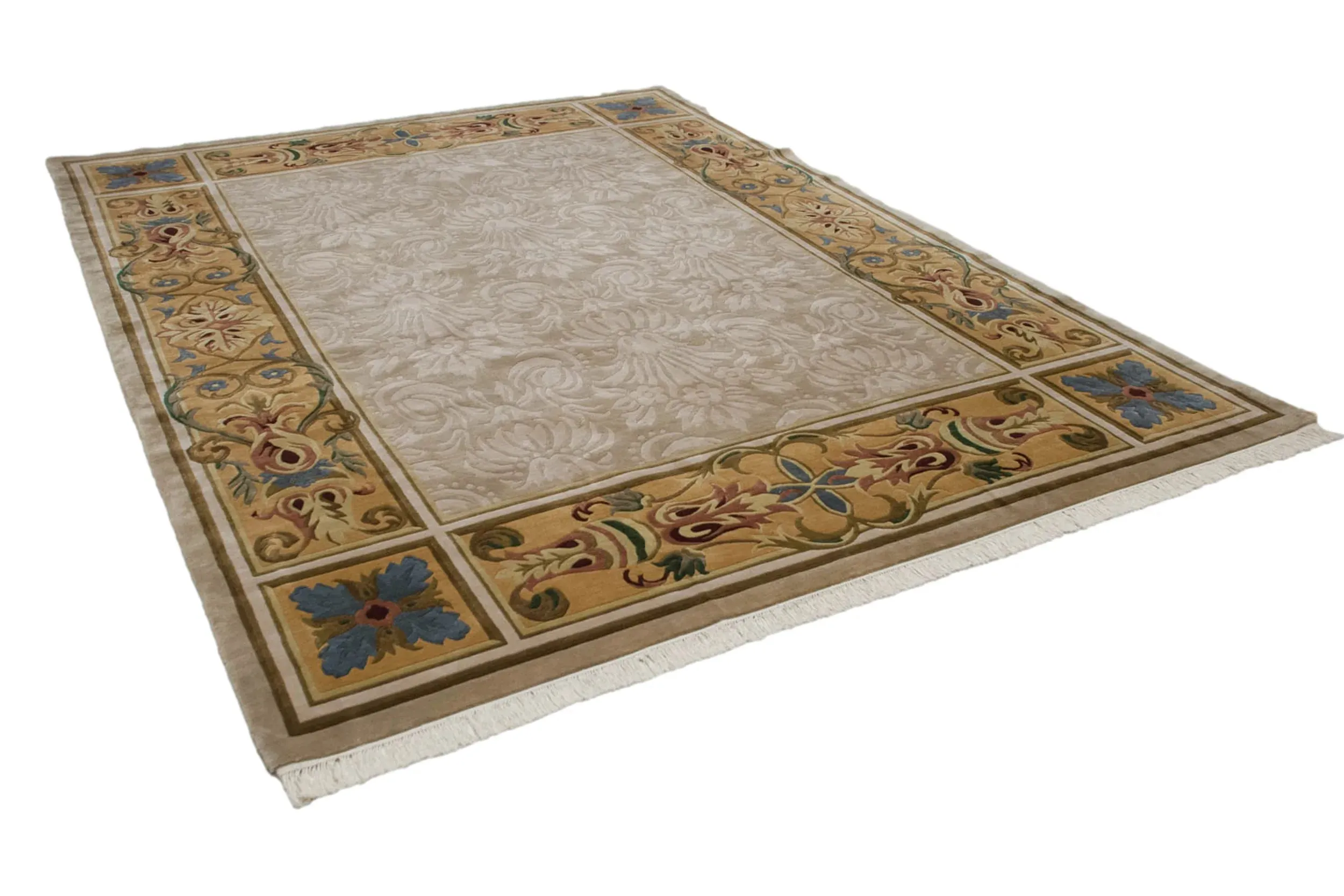 9x12 Vintage Indian Savonnerie Design Carpet
